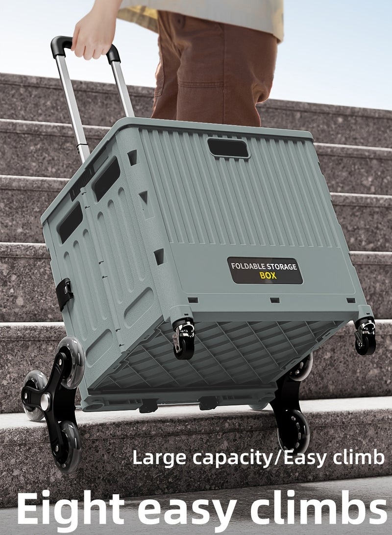 والالا عربة تسوق قابلة للطي مع عجلات تسلق السلالم، عربة بقالة قابلة للتعديل الارتفاع مع غطاء، عربة تخزين متعددة الوظائف، متينة وقوية، للبقالة والسفر والنزهات والتخييم والمكتب - Image 2