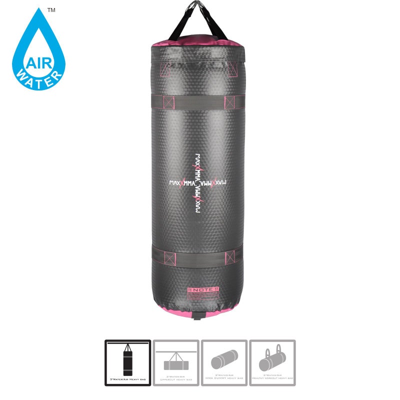 MaxxMMA 3 ft 4-in-1 Water/Air Heavy Bag | Training & Fitness, Uppercut Workout, MMA Grappling, Punching Bag (Grey/Pink) - Image 2