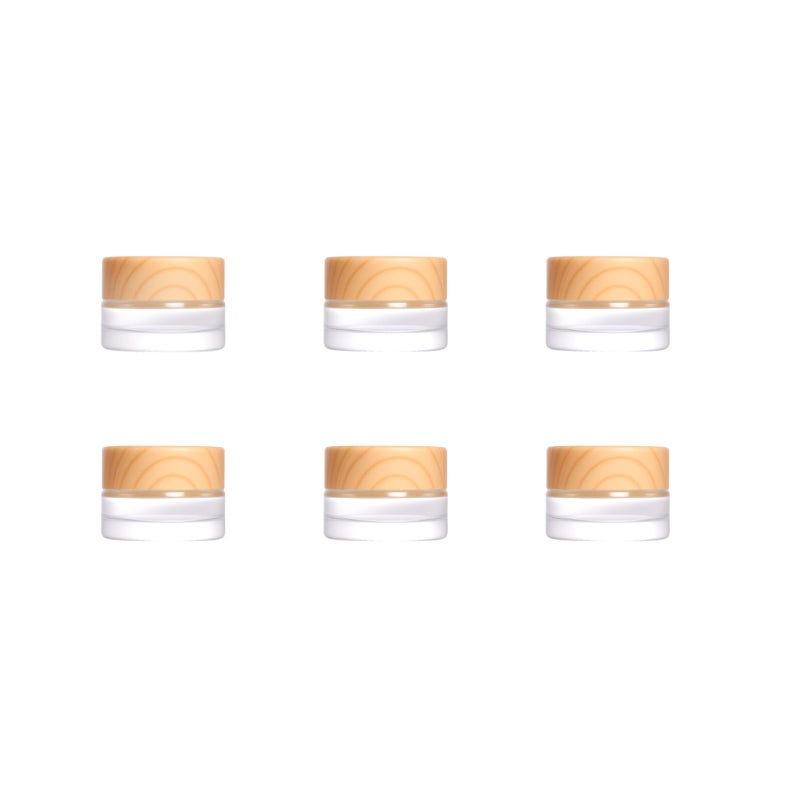 Miayon 6Pcs 0.18 oz Small Travel Lotion Containers with lids Glass Sample Empty Round Cosmetic Jar Bottles for Creams Makeup Lotion Toiletries Storage (White, 5 gram) - Image 1