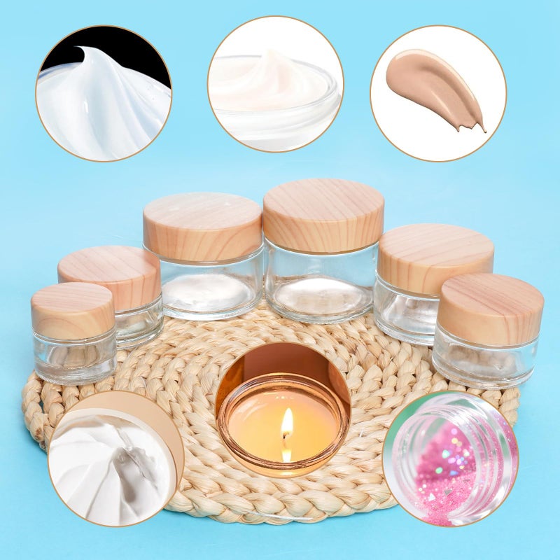 Miayon 6Pcs 0.18 oz Small Travel Lotion Containers with lids Glass Sample Empty Round Cosmetic Jar Bottles for Creams Makeup Lotion Toiletries Storage (White, 5 gram) - Image 5