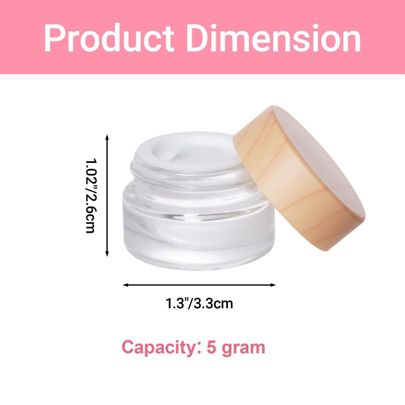 Miayon 6Pcs 0.18 oz Small Travel Lotion Containers with lids Glass Sample Empty Round Cosmetic Jar Bottles for Creams Makeup Lotion Toiletries Storage (White, 5 gram) - Image 2