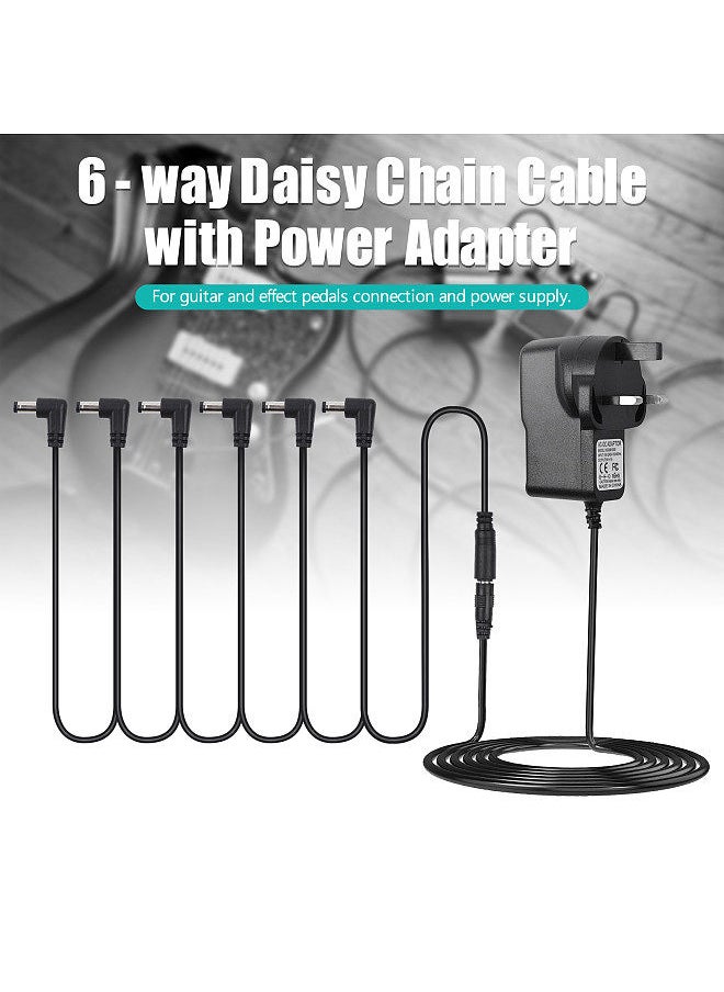 Generic - guitar effect pedal power supply adapter with 6 ways daisy chain cable power line right angle - Image 1
