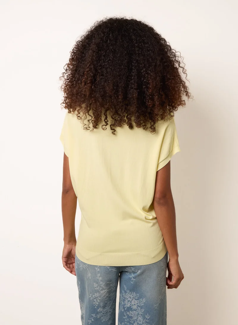 بلو فانيلا Short Sleeve Texture Knit Top