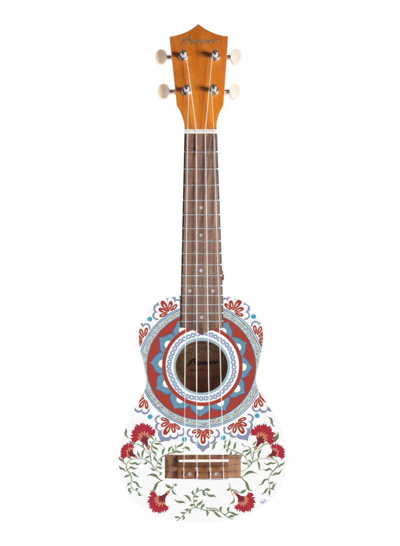 Bamboo U-21 Porto Soprano Ukulele – 21-Inch Artistic Mandala Design with Premium Gig Bag  - Image 1