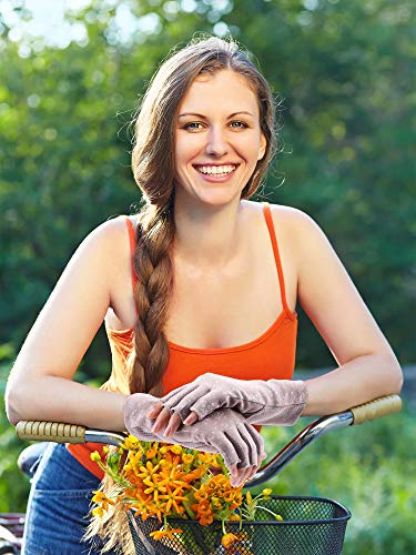 Maxdot 1 Pair Women Sunblock Fingerless Gloves UV Protection Driving Gloves Summer Mitten Non Slip for Outdoor Cycling Manicures (Dark Purple) - Image 4