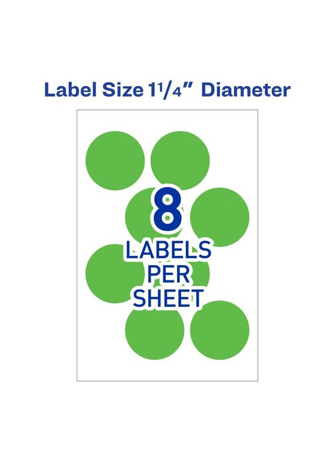 AVERY 5498 Removable Print or Write Color Coding Labels for Laser Printers, 1-1/4" Round - Neon Green (Pack of 400)  - Image 2