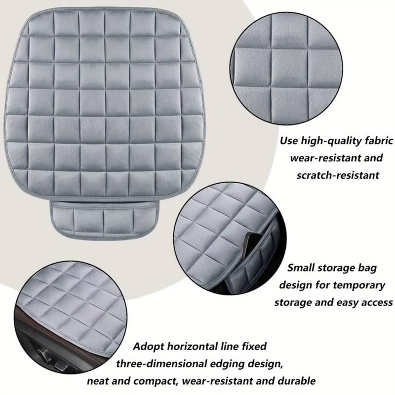 KeepCart Comfortable Ultra-Soft Memory Foam with Non-Slip Grip and Storage Pouch Car Seat Cover Sponge Front Rear, Universal Fit, All-Season (Gray Front 2Pcs) - Image 4