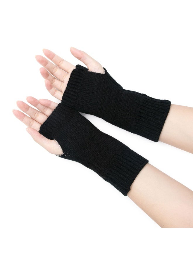 PAWSONIFY Fingerless Star Printed Knitted Gloves - Wrist Warmers Mittens Knitted Gloves for Women Men Typing - Image 4