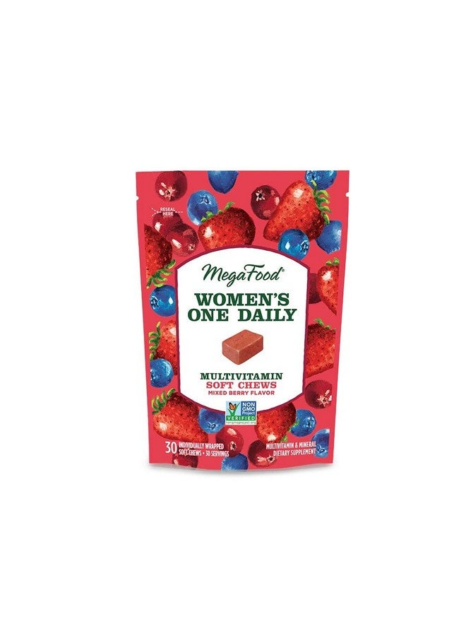 ميغافود أقراص مضغ ناعمة متعددة الفيتامينات للنساء من ميجا فود، جرعة يومية واحدة - فيتامينات متعددة للنساء مع حمض الفوليك، وفيتامين ب6، وفيتامين ب12، والبيوتين، وفيتامين د - بنكهة التوت المختلط اللذيذة - نباتية، غير معدلة وراثيًا - 30 قرصًا للمضغ - Image 1
