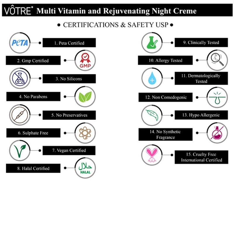 Votre Votre MINI Multi Vitamin and Rejuvenating Night Crme Night Infusion 10 Vitamins 30gms - Image 2