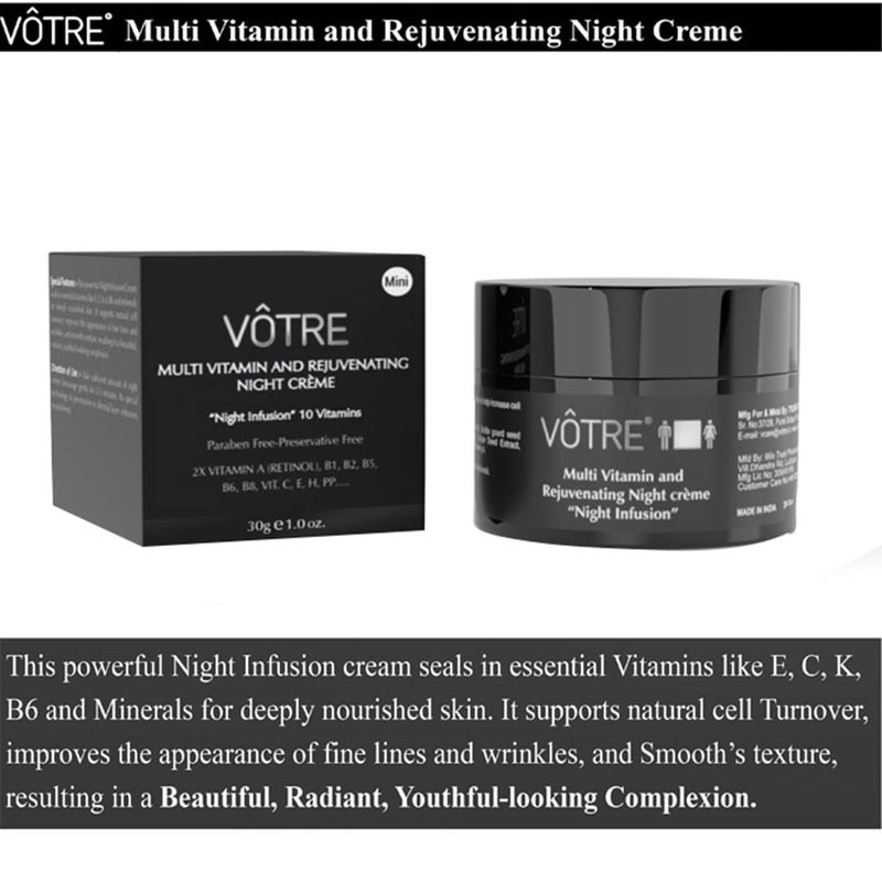 Votre Votre MINI Multi Vitamin and Rejuvenating Night Crme Night Infusion 10 Vitamins 30gms - Image 4