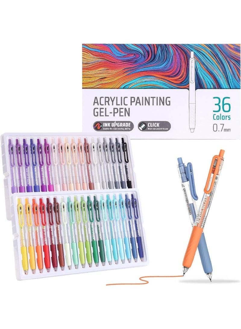 Languo Acrylic Gel Pens for Coloring, 36 Colors Retractable Colored Pens | 0.7mm Tip , Premium Gift Box Set, Perfect for Coloring, Writing, Drawing, Journaling, Note Taking, Black & White Paper - Image 1