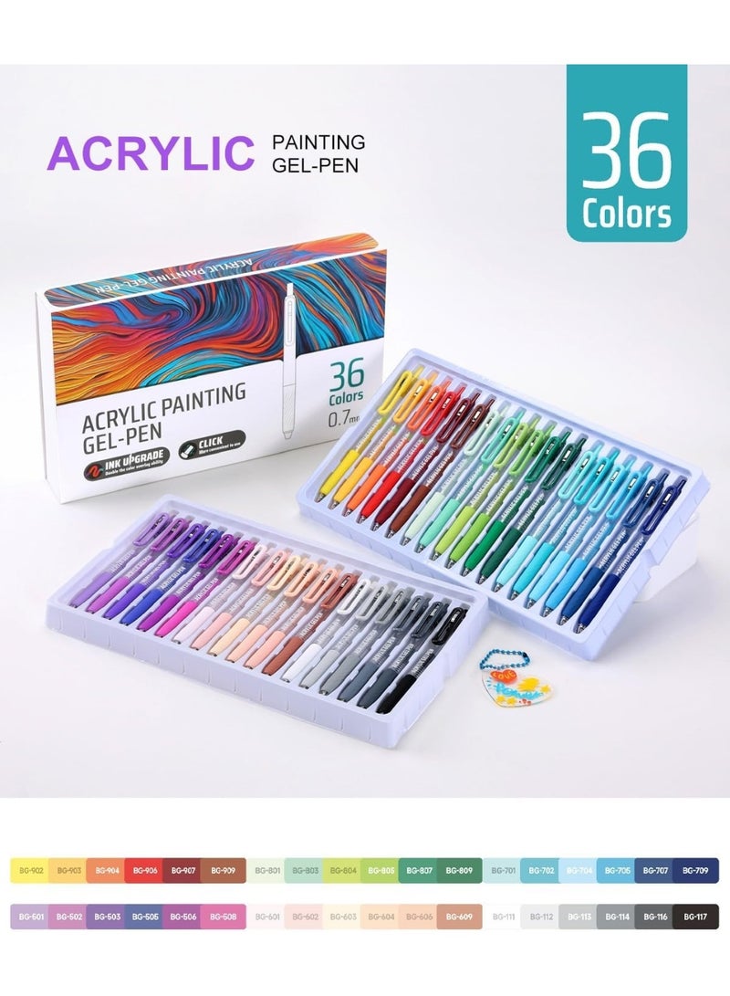 Languo Acrylic Gel Pens for Coloring, 36 Colors Retractable Colored Pens | 0.7mm Tip , Premium Gift Box Set, Perfect for Coloring, Writing, Drawing, Journaling, Note Taking, Black & White Paper - Image 2