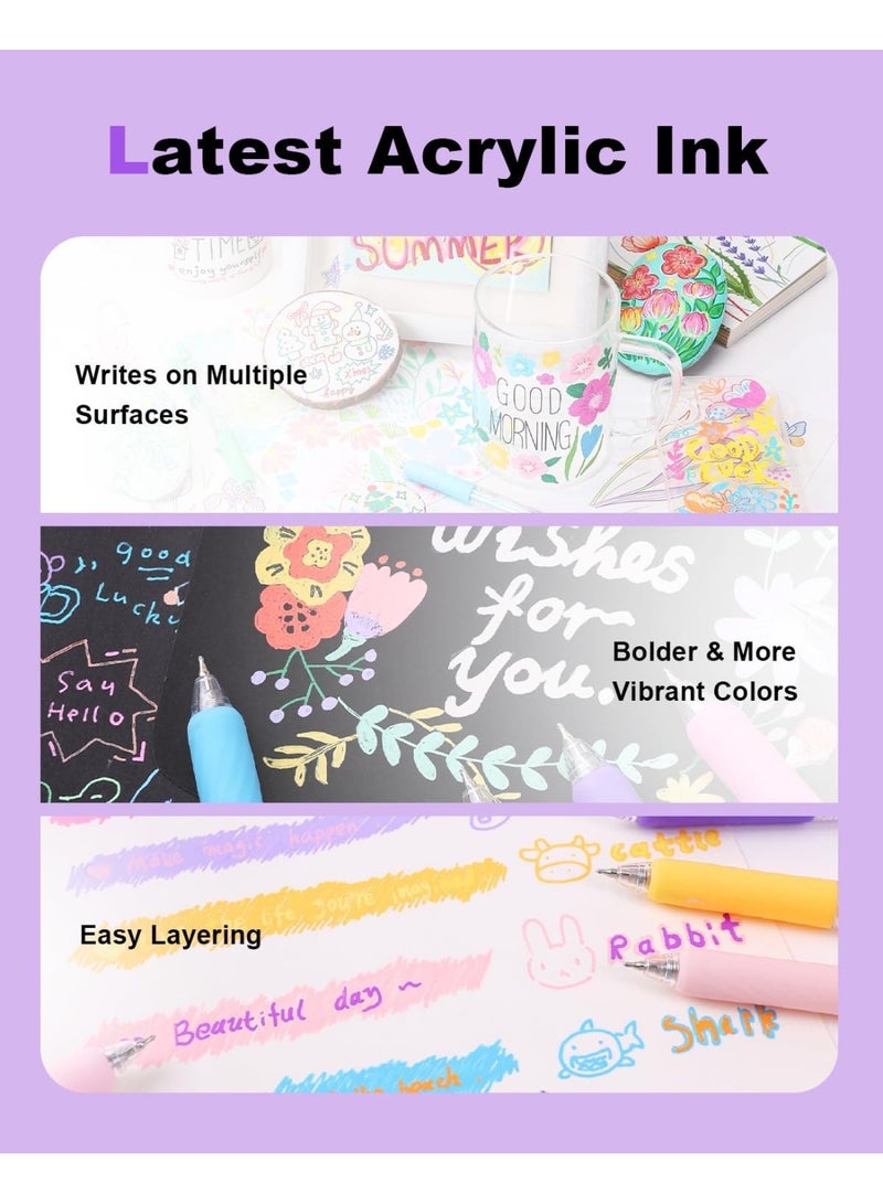 Languo Acrylic Gel Pens for Coloring, 36 Colors Retractable Colored Pens | 0.7mm Tip , Premium Gift Box Set, Perfect for Coloring, Writing, Drawing, Journaling, Note Taking, Black & White Paper - Image 3