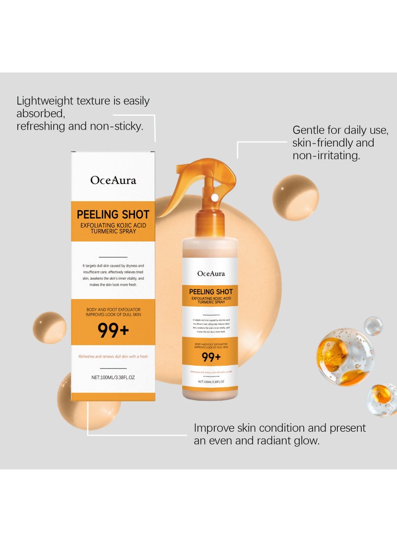  اوساورا عبوتان من بخاخ الجسم المقشر بحمض الكوجيك والكركم، سيروم مقشر، يُحسّن ملمس البشرة الخشنة والباهتة، للعناية بالجسم، للجنسين. ١٠٠ مل × ٢ - Image 3