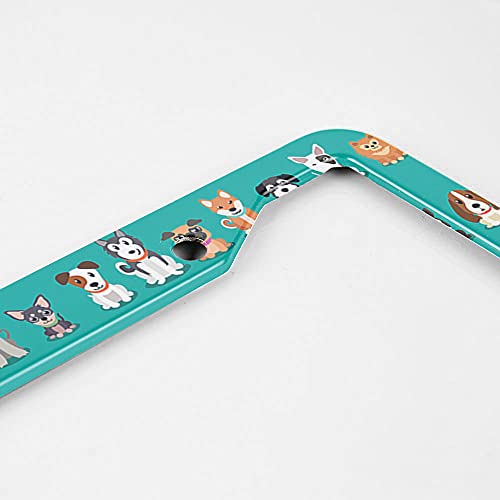 Beabes Cute Dogs License Plate Frame Pet Bulldog Animal Funny Novelty License Plate Frame Puppy Dachshund License Plate Car Tag Holder Metal License Plate Frame for US Vehicles Standard - Image 3
