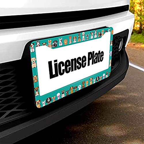 Beabes Cute Dogs License Plate Frame Pet Bulldog Animal Funny Novelty License Plate Frame Puppy Dachshund License Plate Car Tag Holder Metal License Plate Frame for US Vehicles Standard - Image 5
