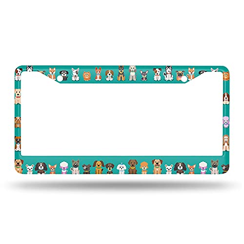 Beabes Cute Dogs License Plate Frame Pet Bulldog Animal Funny Novelty License Plate Frame Puppy Dachshund License Plate Car Tag Holder Metal License Plate Frame for US Vehicles Standard - Image 2