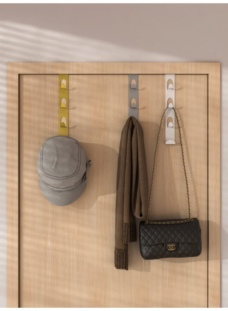 Smart Storage 🤝Smart Storage OTD Multifunctional Vertical Hanger Over The Door Hook Rack, Space Saving Carbon Steel Organizer for Clothes, Bags & Towels, No Drilling Required (White/Grey/Gold). - Image 5