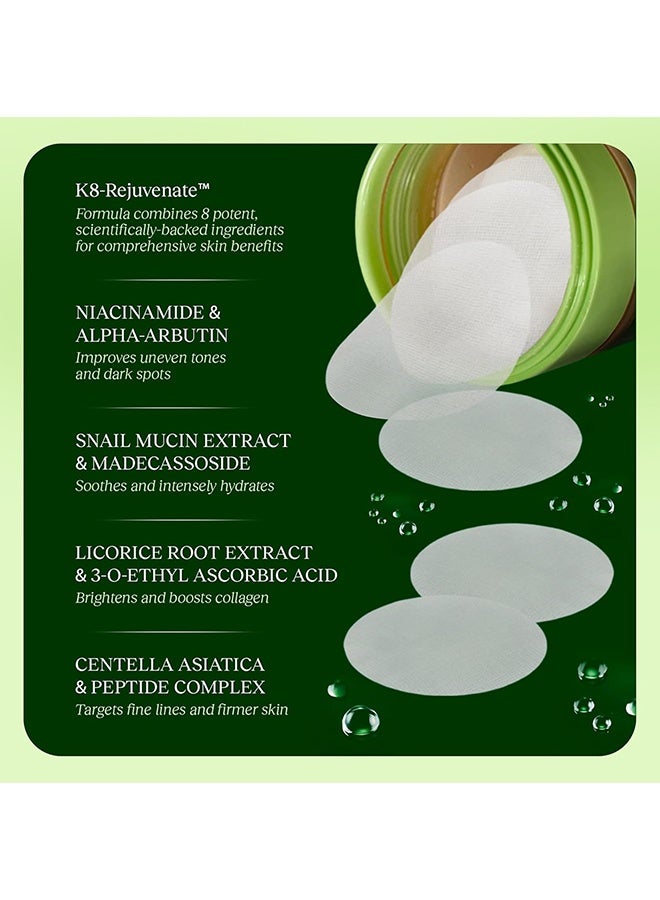 جيو 100 Count - ضمادات تونر مضادة للشيخوخة - علاج البقع الداكنة والتجاعيد باستخدام موسين الحلزون والسينتيلا والنياسيناميد والببتيدات والعناية بالبشرة المرطبة لندبات حب الشباب وفرط التصبغ - Image 3