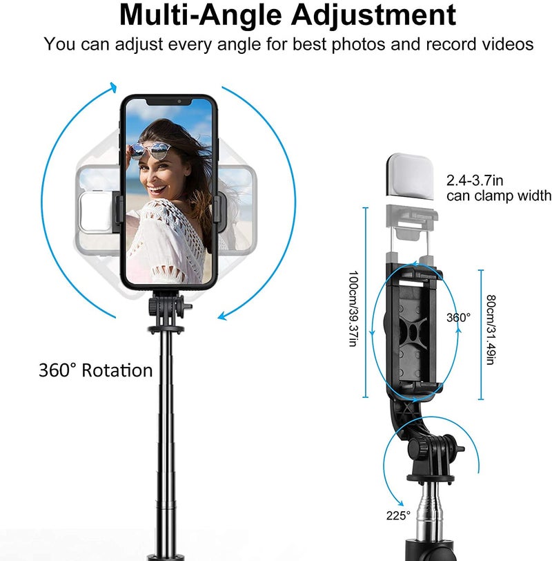 HOLD UP Selfie Stick with Tripod Stand, 3 in 1 Multifunctional Design, Rechargable LED Light with Two Brighness Levels for Make up, Selfie, Vlogging & Photo Shoot, Selfie Stick with Bluetooth Remote - Image 5