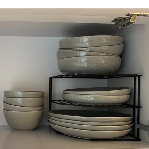 Frcctre 3-Tier Kitchen Corner Shelf Rack Counter and Cabinet Organizer, 9x9x7.5 Inch Metal Wire Kitchen Counter Pantry Cabinet Organizer and Storage Shelf for Plates, Cups, Dishes - Image 4