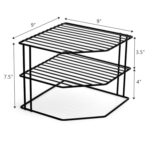 Frcctre 3-Tier Kitchen Corner Shelf Rack Counter and Cabinet Organizer, 9x9x7.5 Inch Metal Wire Kitchen Counter Pantry Cabinet Organizer and Storage Shelf for Plates, Cups, Dishes - Image 2