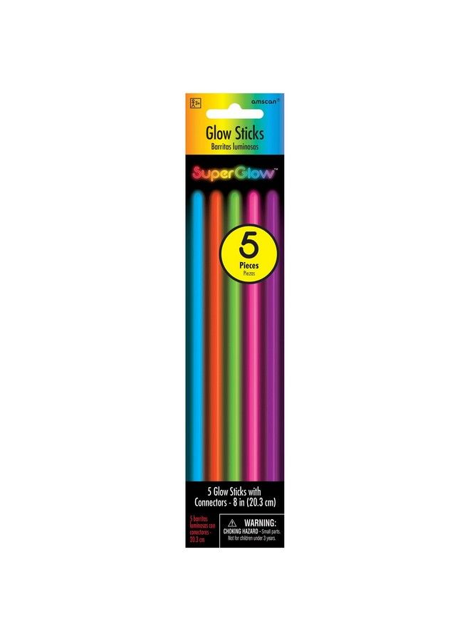 Amscan Super Glow Sticks 8" Multicolor 5 Pcs - Image 2