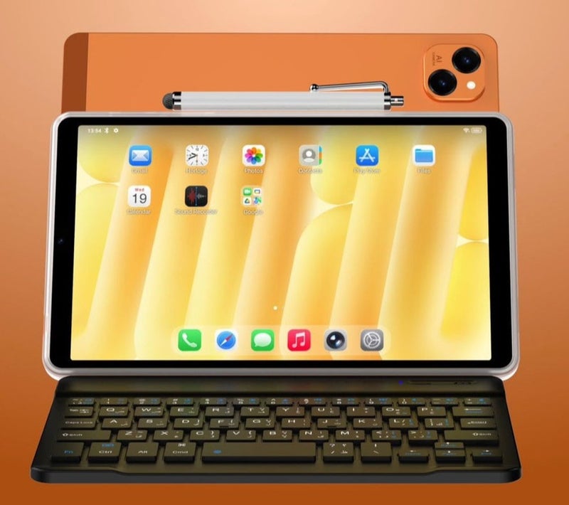 إم-هورس جهاز لوحي M-HORSE M Pad MINI بنظام أندرويد وشاشة 8.8 بوصة، مع لوحة مفاتيح ذكية تعمل بالبلوتوث وقلم، ذاكرة وصول عشوائي (RAM) سعة 12 جيجابايت، سعة تخزين 256 جيجابايت، واي فاي، شريحة اتصال، اللون البرتقالي. - Image 1