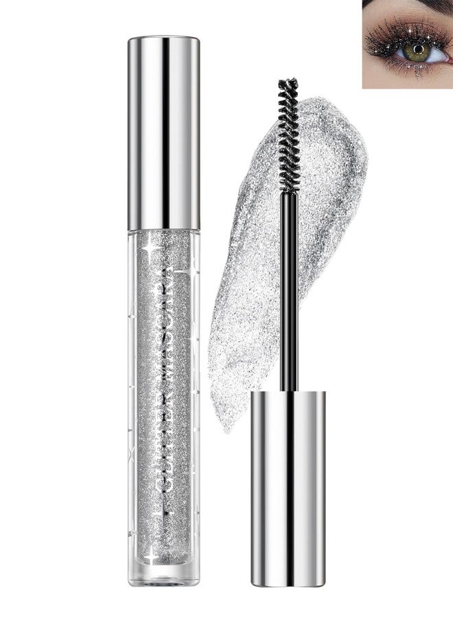 LYSdefeu Glitter Diamond Mascara-1Pcs Silver Colored Metallic Shimmer Mascara, Long Lasting Waterproof Sparkly Tubing Mascara, Voluminous Curling Eyelashes, Makeup Gift for Women Party Stage Use-01 - Image 1