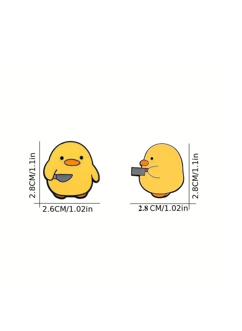 2pcs Adorable Cartoon Duck Brooch Pin Badge - Alloy Material, Cute Animal Design, No Mosaic, Plating-Free, DIY Decorative Accessory for Clothes, Backpack, and Funny Gift Idea for Friends  - Image 2