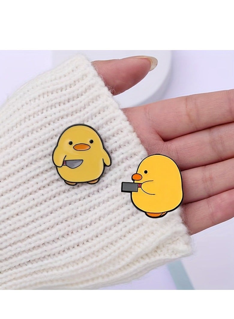 2pcs Adorable Cartoon Duck Brooch Pin Badge - Alloy Material, Cute Animal Design, No Mosaic, Plating-Free, DIY Decorative Accessory for Clothes, Backpack, and Funny Gift Idea for Friends  - Image 3