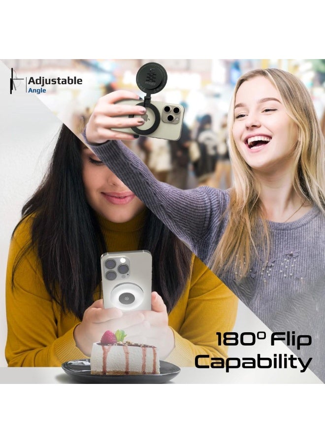 ضوء سيلفي LED حلقي محمول وقابل للشحن مع مشبك للهاتف باللون الأبيض - Image 2