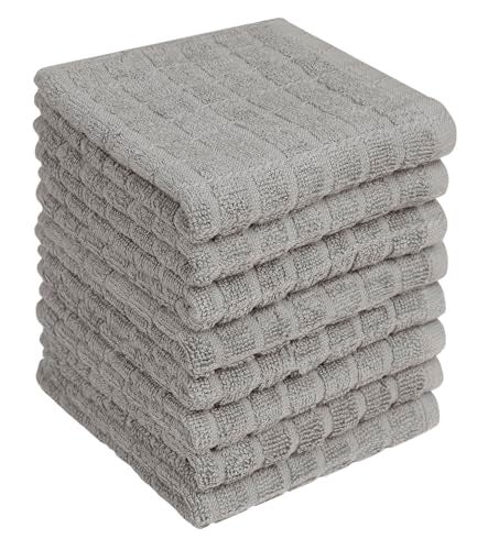 Bumble Towels Bumble Dish Cloths 8 Pack 12 x 12 100 Cotton Kitchen Towels 406 GSM Soft Highly Absorbent Durable Dish Towels for Kitchen Gray - Image 1