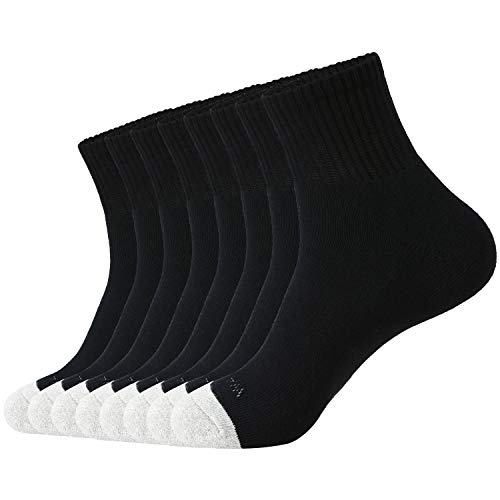 WANDER Men's Athletic Ankle Socks 3-8 Pairs Thick Cushion Running Socks for Men&Women Cotton Socks 7-9/9-12/12-15 (8 Pair Black, Shoe Size: 9-12) - Image 1