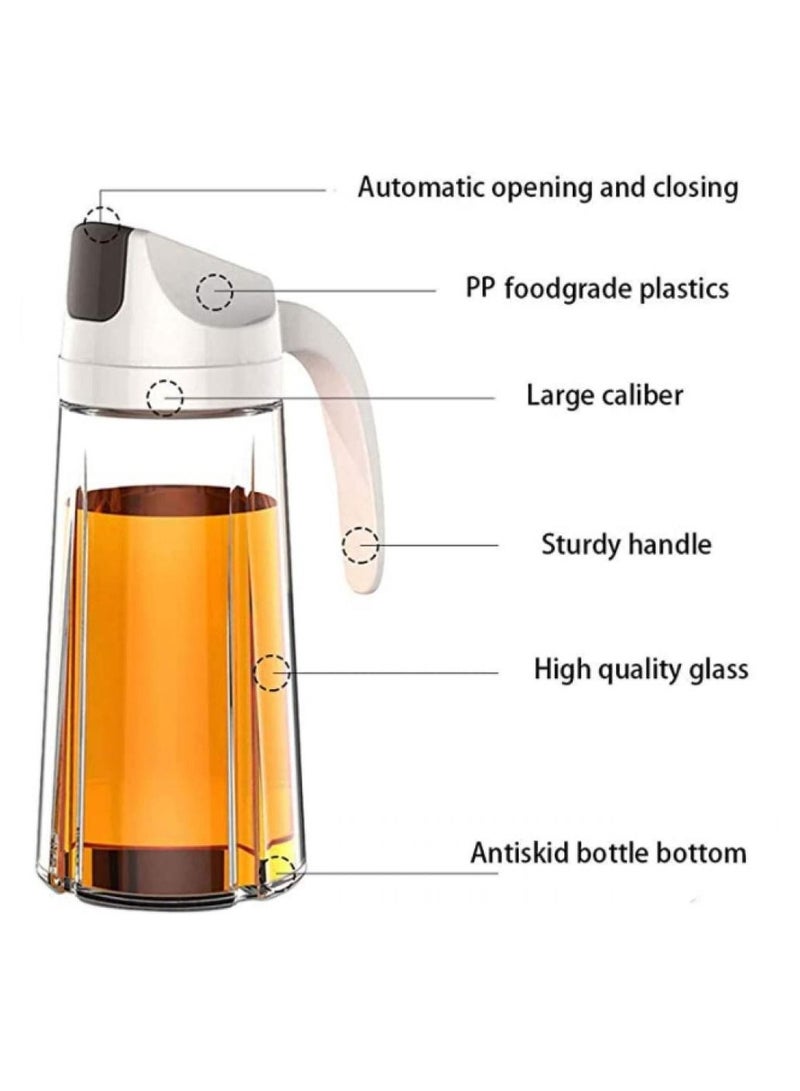 Alissa Glass Leak proof Oil Dispenser Bottle with Automatic Cap and Stopper, 600ml - Image 5