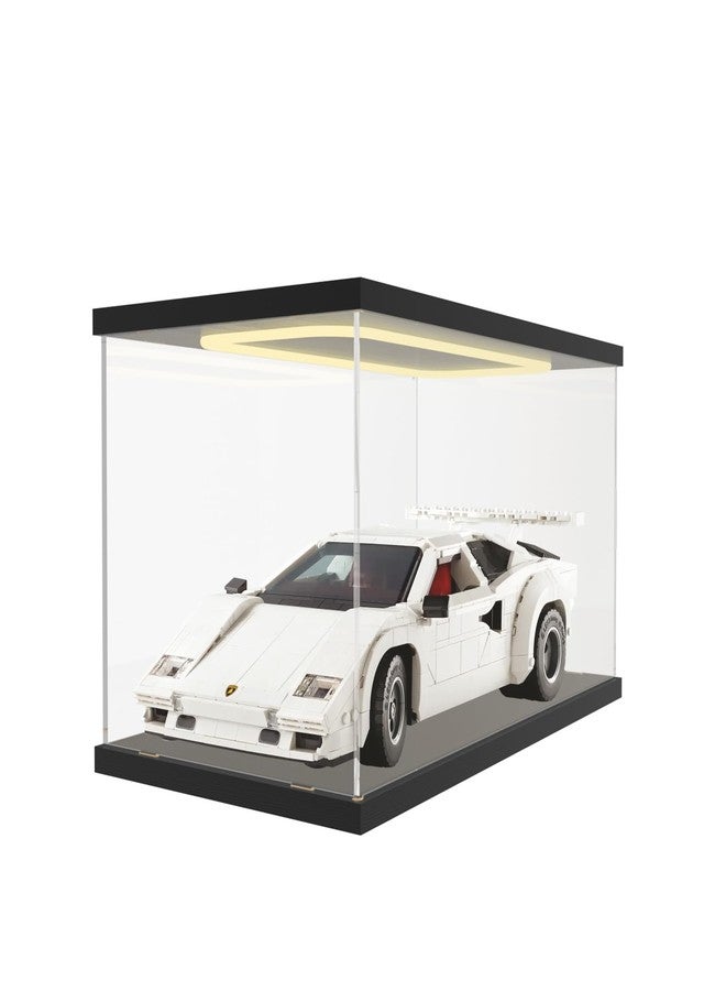 Nynelly Acrylic Display Case for Collectibles with Light, Clear Display Boxes for Lego 11375 42204 10295 42176 10330, Model Car Display Case, Dustproof Storage Showcase for Figurine, 15.7x7.9x7.9in - Image 1