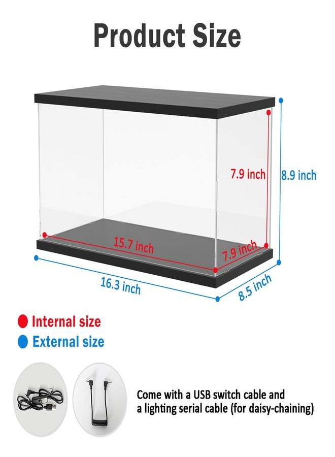 Nynelly Acrylic Display Case for Collectibles with Light, Clear Display Boxes for Lego 11375 42204 10295 42176 10330, Model Car Display Case, Dustproof Storage Showcase for Figurine, 15.7x7.9x7.9in - Image 3