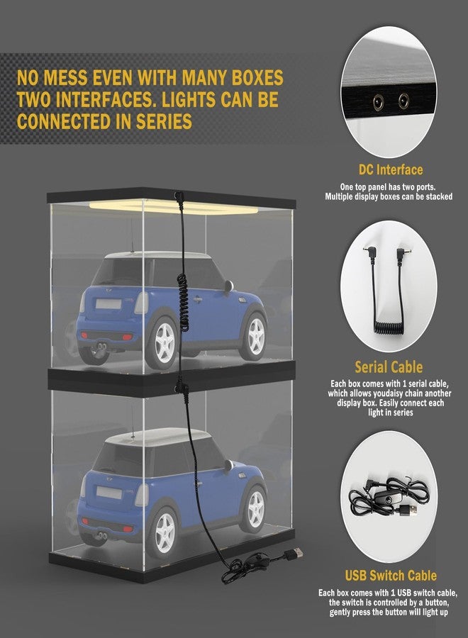 Nynelly Acrylic Display Case for Collectibles with Light, Clear Display Boxes for Lego 11375 42204 10295 42176 10330, Model Car Display Case, Dustproof Storage Showcase for Figurine, 15.7x7.9x7.9in - Image 5