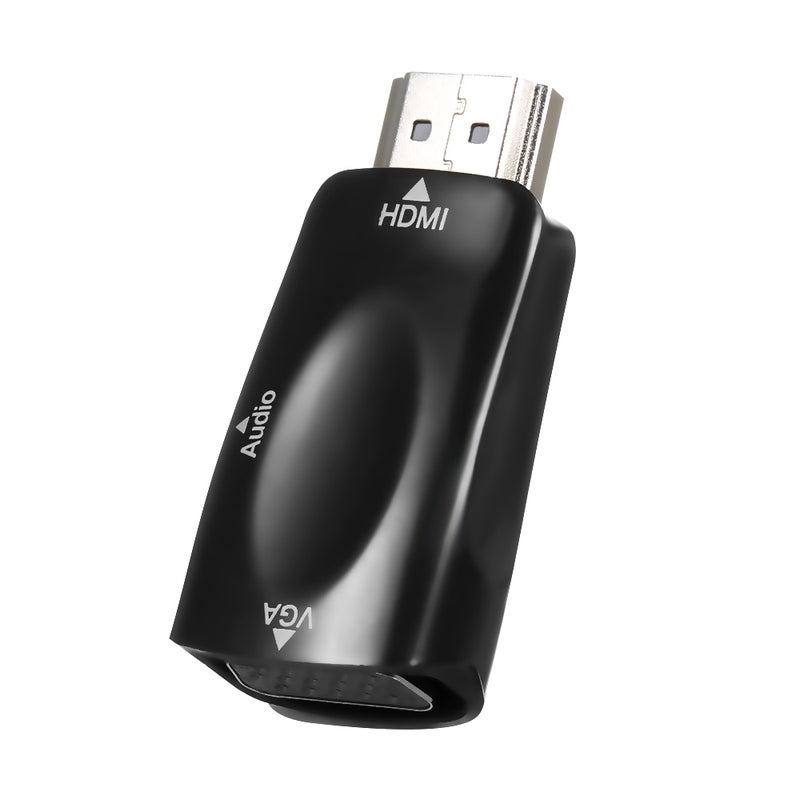 HD Male to VGA Female Adapter with 3.5mm Audio Port Support 1920*1080 Resolution Independent Audio Output Small Size Black - Image 3