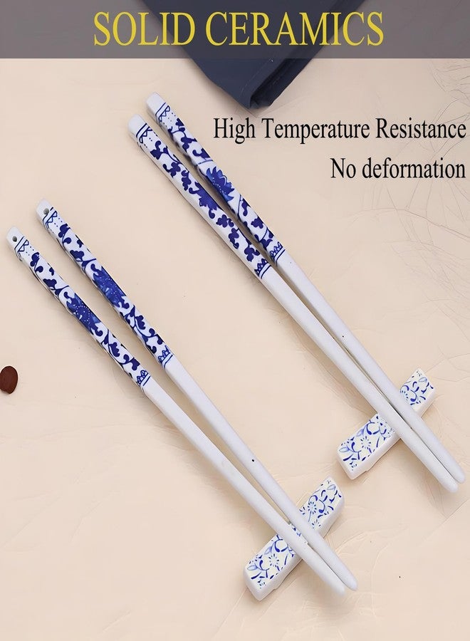 ITXIYC Porcelain Chopstick Rest Ceramic Chopsticks Holder Fork Stand Holder Set of 6 Blue and White - Image 3