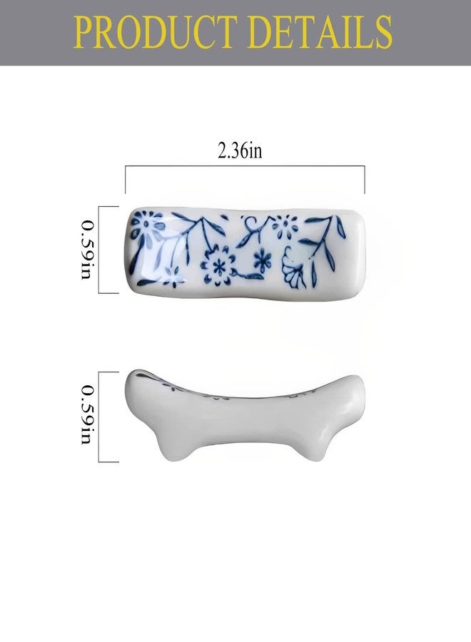 ITXIYC Porcelain Chopstick Rest Ceramic Chopsticks Holder Fork Stand Holder Set of 6 Blue and White - Image 4