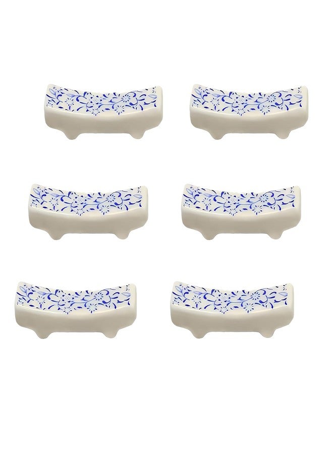 ITXIYC Porcelain Chopstick Rest Ceramic Chopsticks Holder Fork Stand Holder Set of 6 Blue and White - Image 1