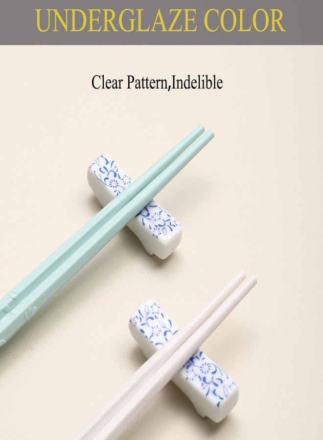 ITXIYC Porcelain Chopstick Rest Ceramic Chopsticks Holder Fork Stand Holder Set of 6 Blue and White - Image 2