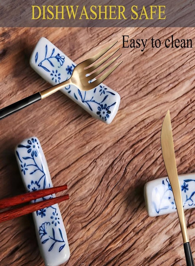 ITXIYC Porcelain Chopstick Rest Ceramic Chopsticks Holder Fork Stand Holder Set of 6 Blue and White - Image 5