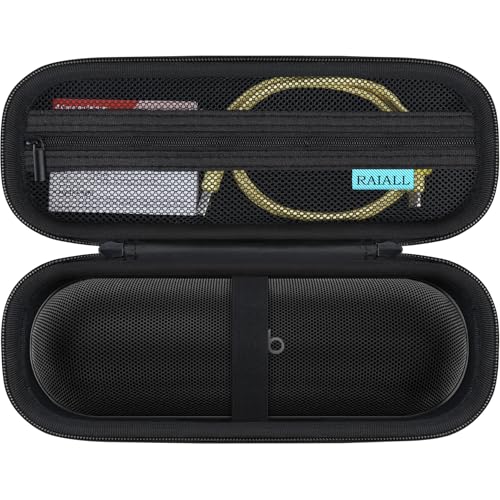 RAIALL حافظة RAIALL لجهاز Beats Pill (إصدار 2024) - مكبر صوت بلوتوث محمول، غلاف واقي صلب للسفر لجهاز Beats Pill، حافظة Beats Pill مع جيب شبكي إضافي لكابلات الشحن، أسود - Image 1