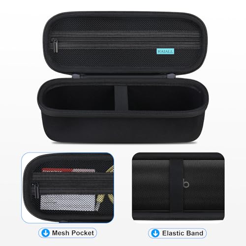 RAIALL حافظة RAIALL لجهاز Beats Pill (إصدار 2024) - مكبر صوت بلوتوث محمول، غلاف واقي صلب للسفر لجهاز Beats Pill، حافظة Beats Pill مع جيب شبكي إضافي لكابلات الشحن، أسود - Image 5