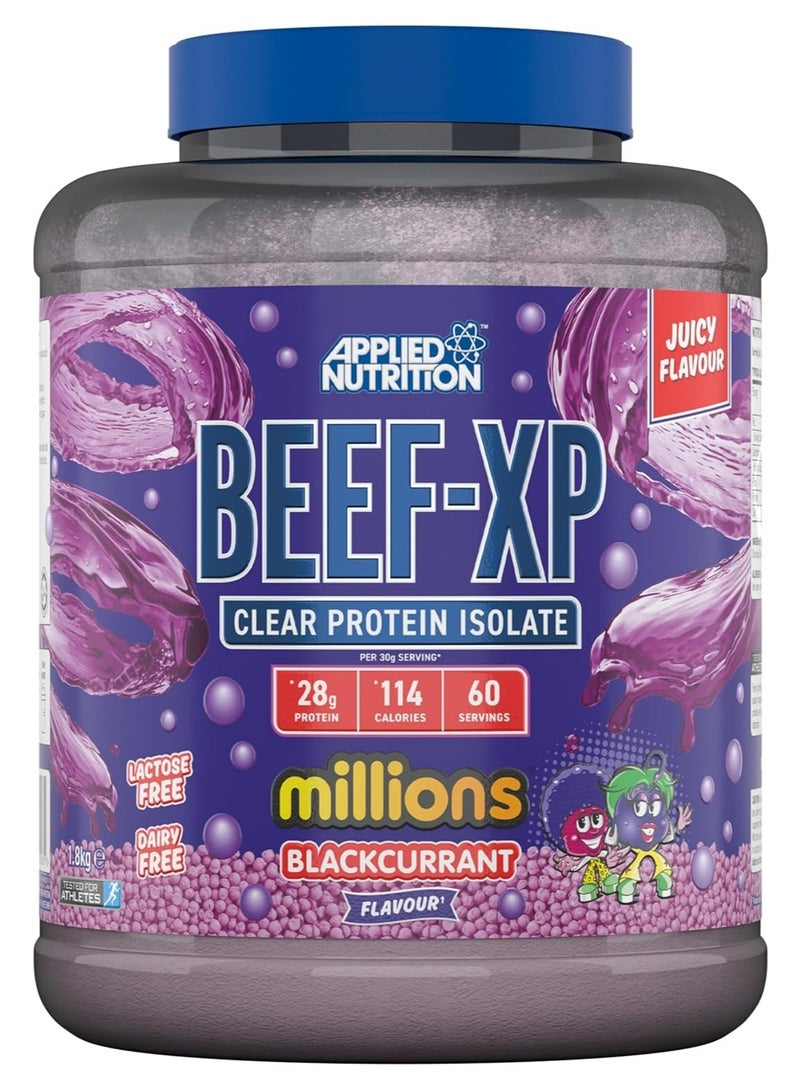 أبلايد نيوتريشن Beef Xp Clear بروتين معزول (مليون نكهة الكشمش الأسود) 1.8 كجم - 28 جم بروتين، خالي من اللاكتوز، خالي من منتجات الألبان