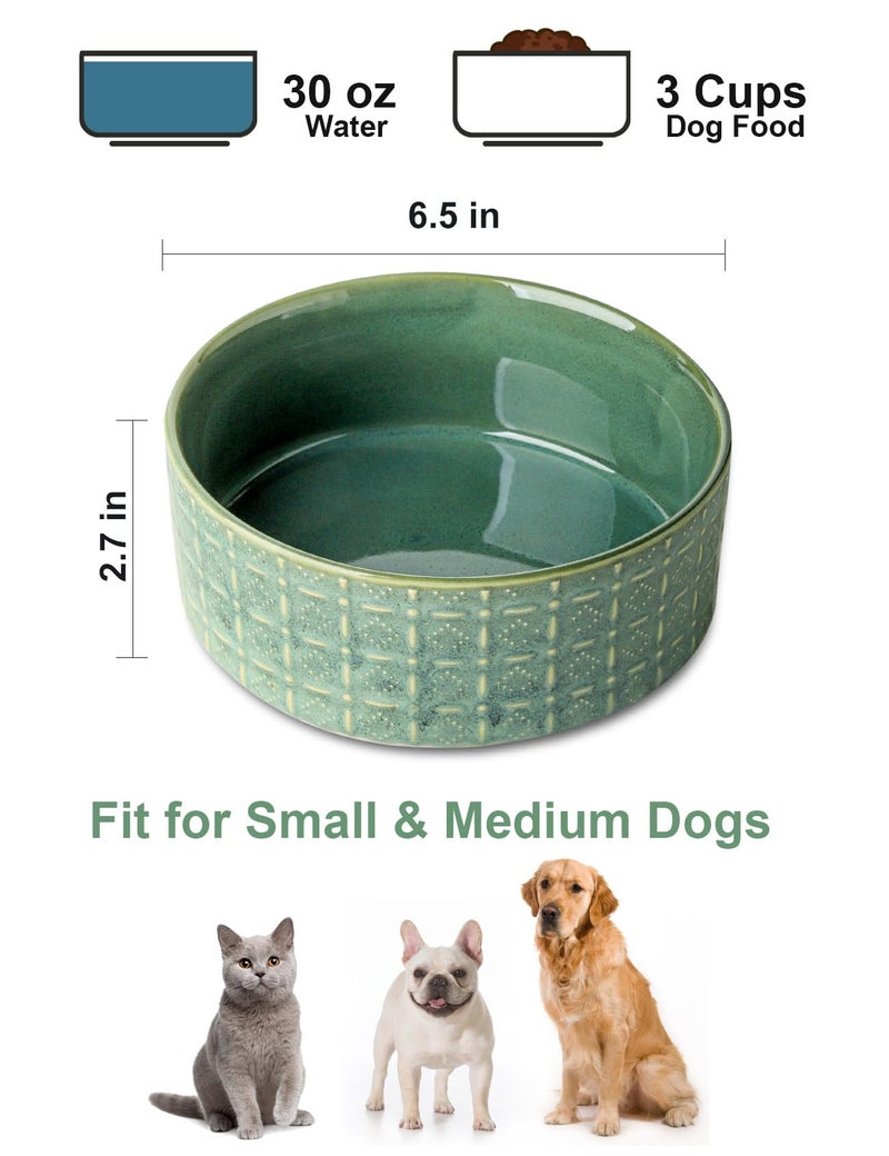 Seyatoo Ceramic Dog Bowl, 6.5 inch Pet Dog Food Bowl Water Bowls, Dogs Dish for Middle and Small Dogs, Puppy, Green - Image 4