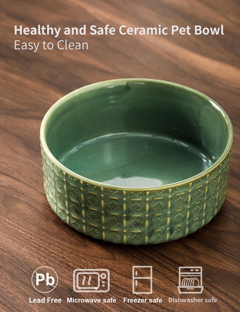Seyatoo Ceramic Dog Bowl, 6.5 inch Pet Dog Food Bowl Water Bowls, Dogs Dish for Middle and Small Dogs, Puppy, Green - Image 2